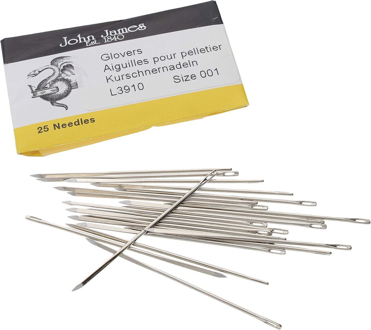 John James Glovers Needles, Triangular Point, Ideal to Pass Through Tougher Materials Such as Leather, Suede, Vinyl and Soft Plastics